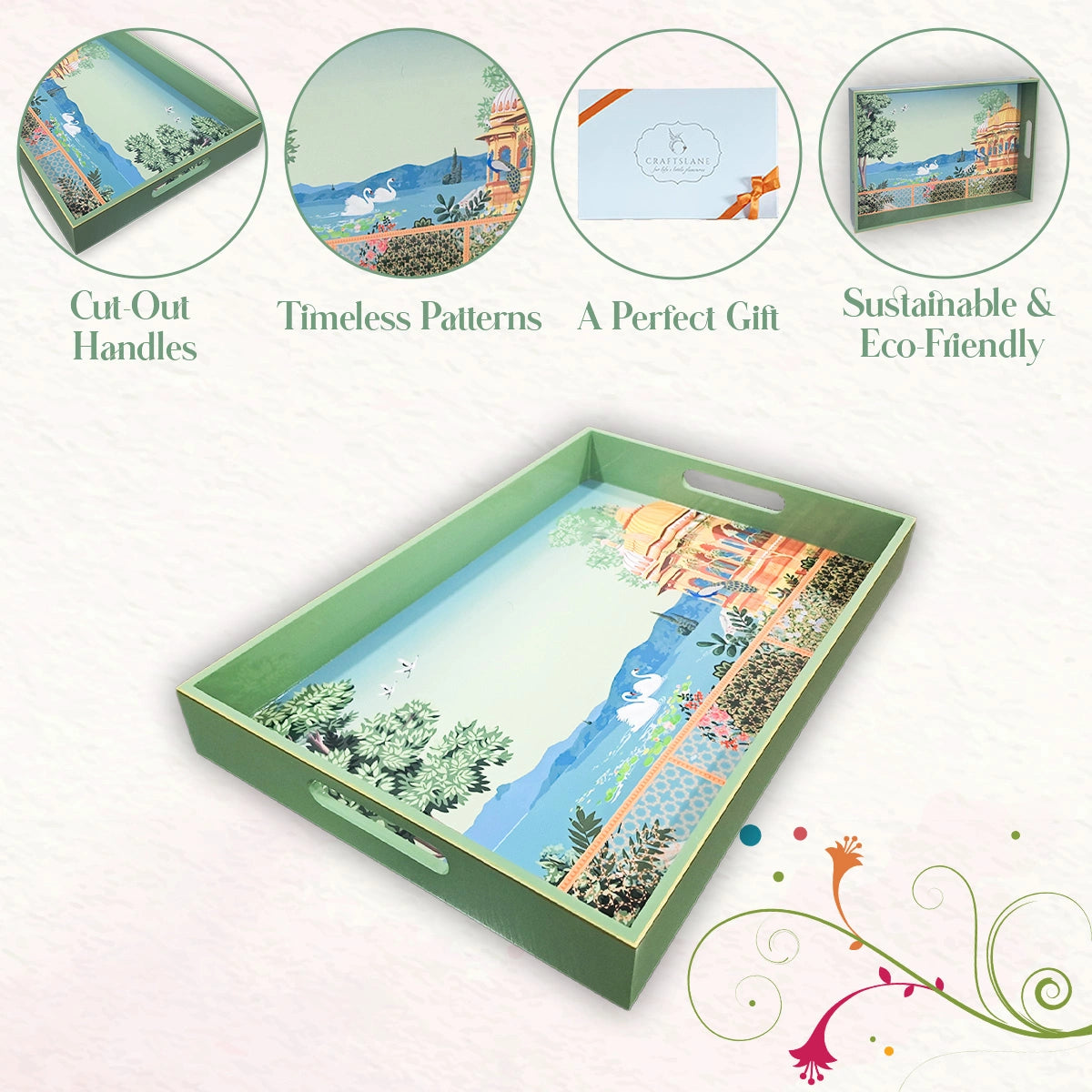 Your Signature Style ~ Handcrafted Swan Serenade Serving Trays 15x10 Inch